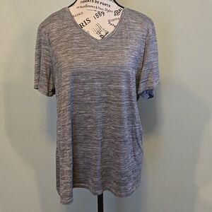 Grey V-neck Workout Tee
